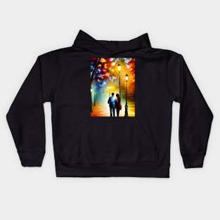 Couple Nighttime Walk Kids Hoodie